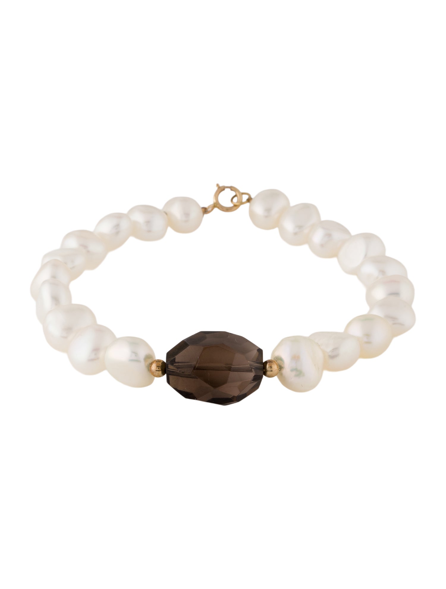 Bracelet 14K Pearl & Smoky Quartz Beaded Bracelet