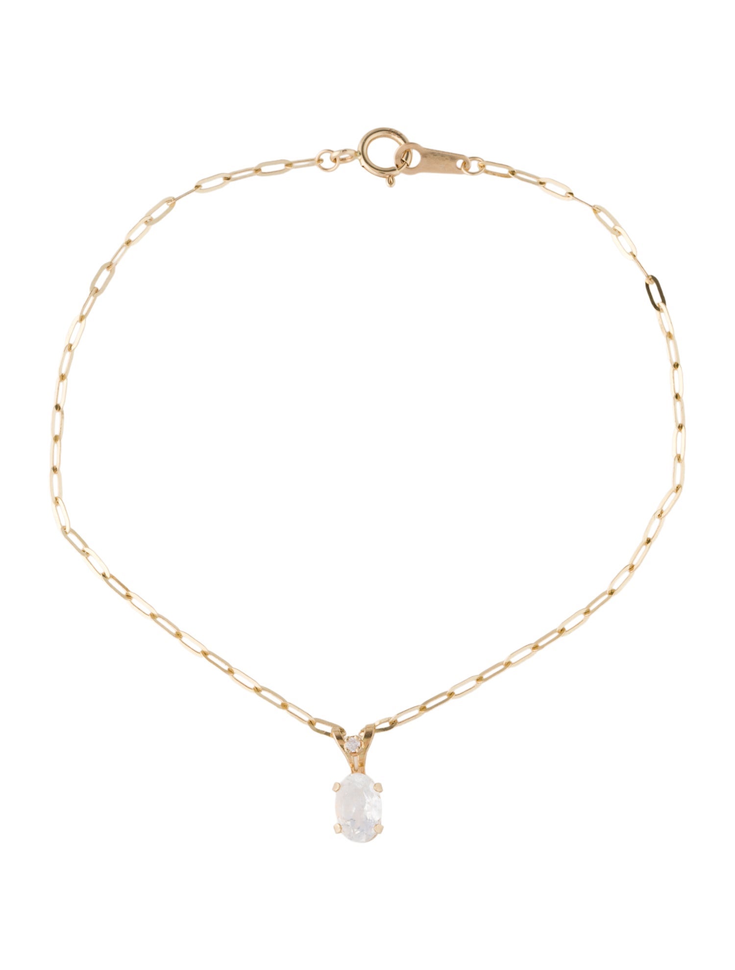 Bracelet 14K Moonstone Labradorite & Diamond Charm Bracelet