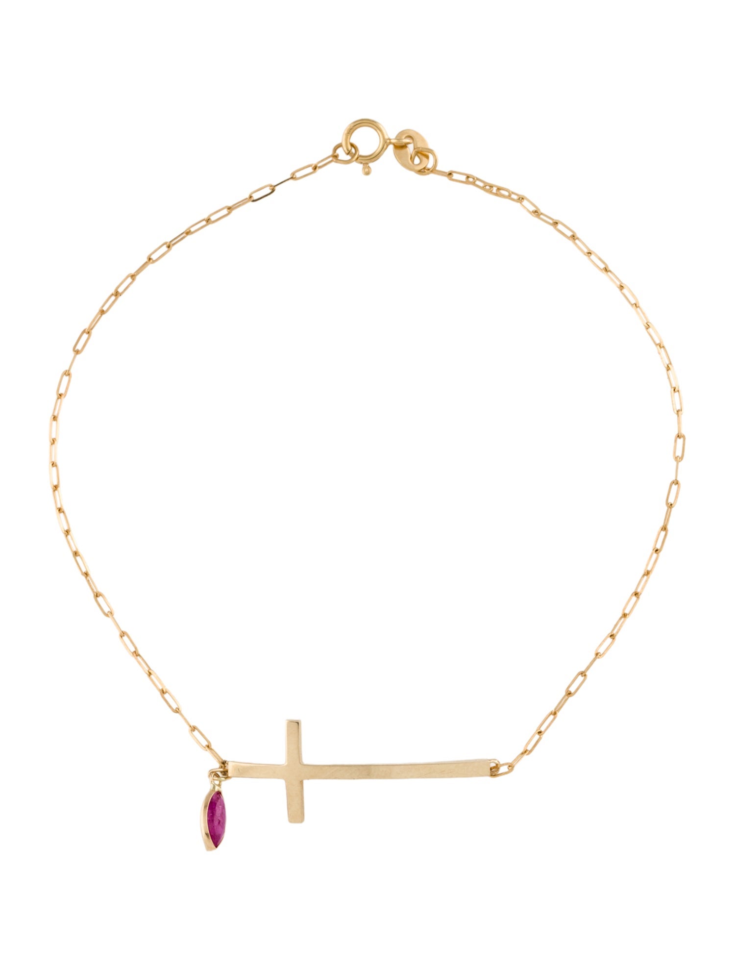 Bracelet 14K Ruby Cross Link
