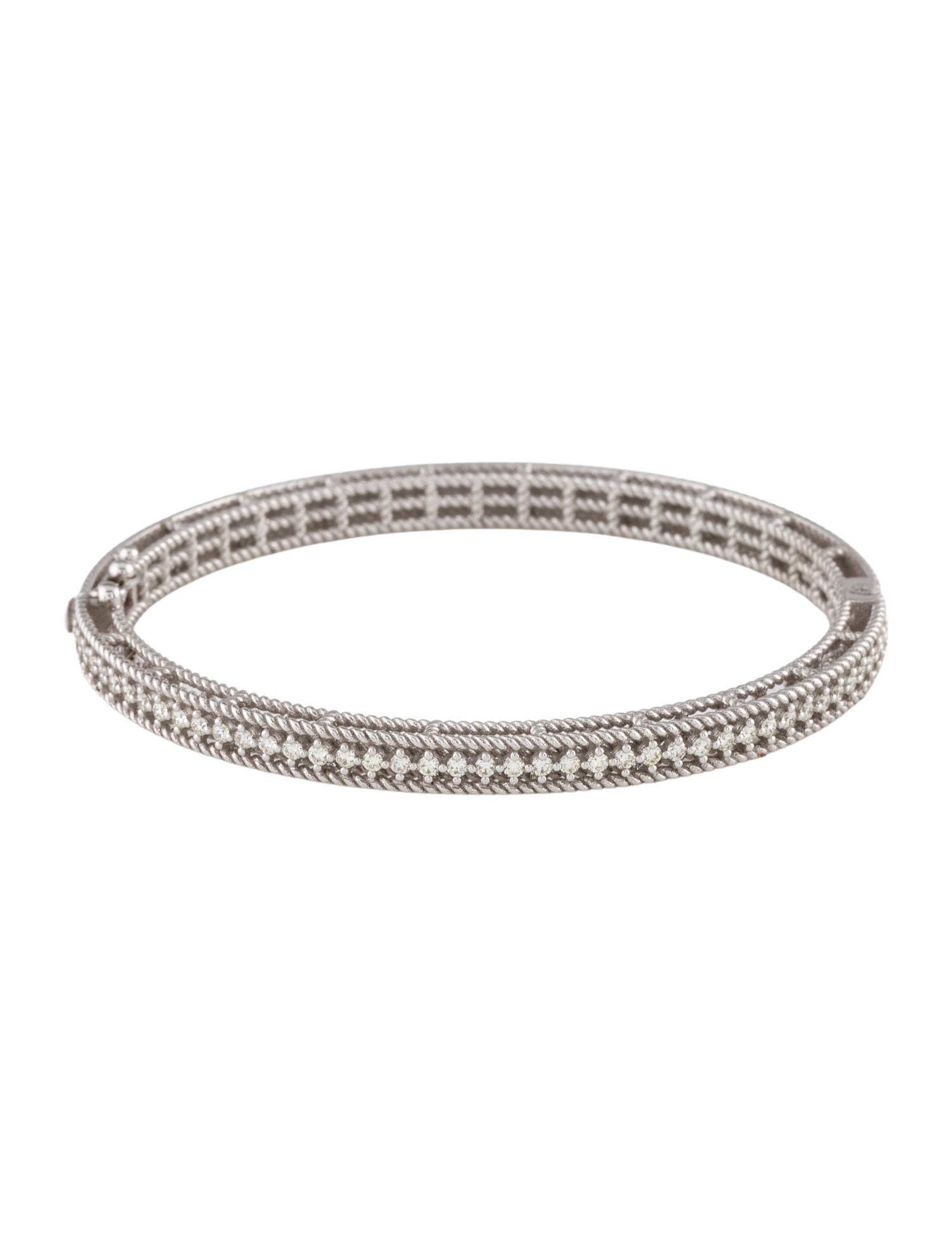 Bracelet 18K Diamond Open Rope Hinged Bangle
