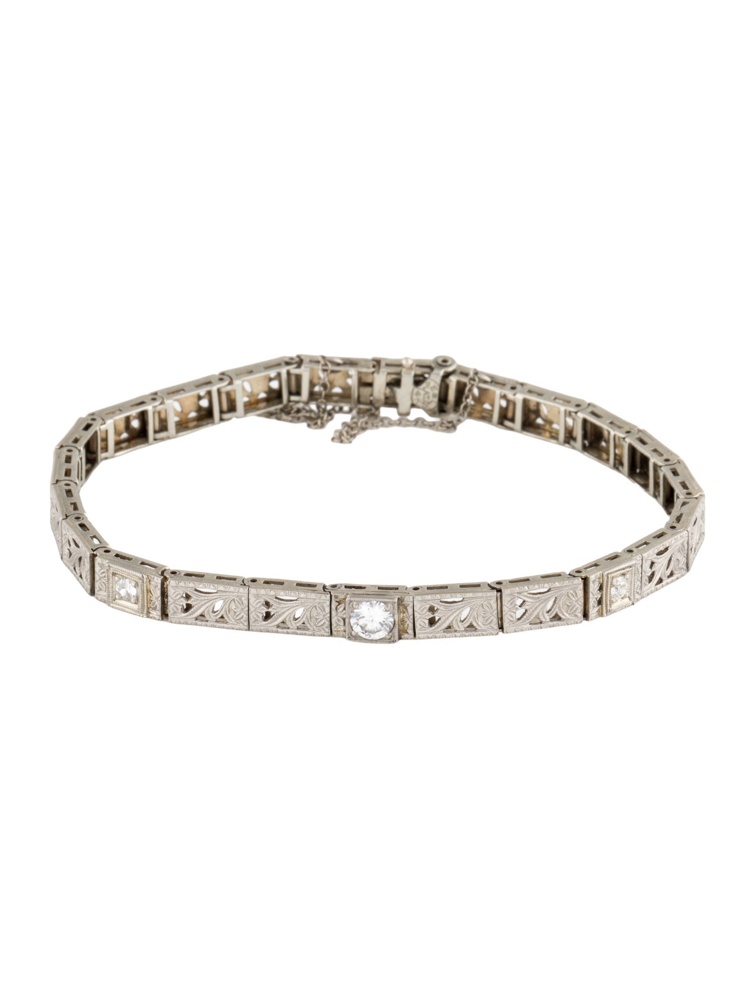 Bracelet Platinum Diamond Filigree Link
