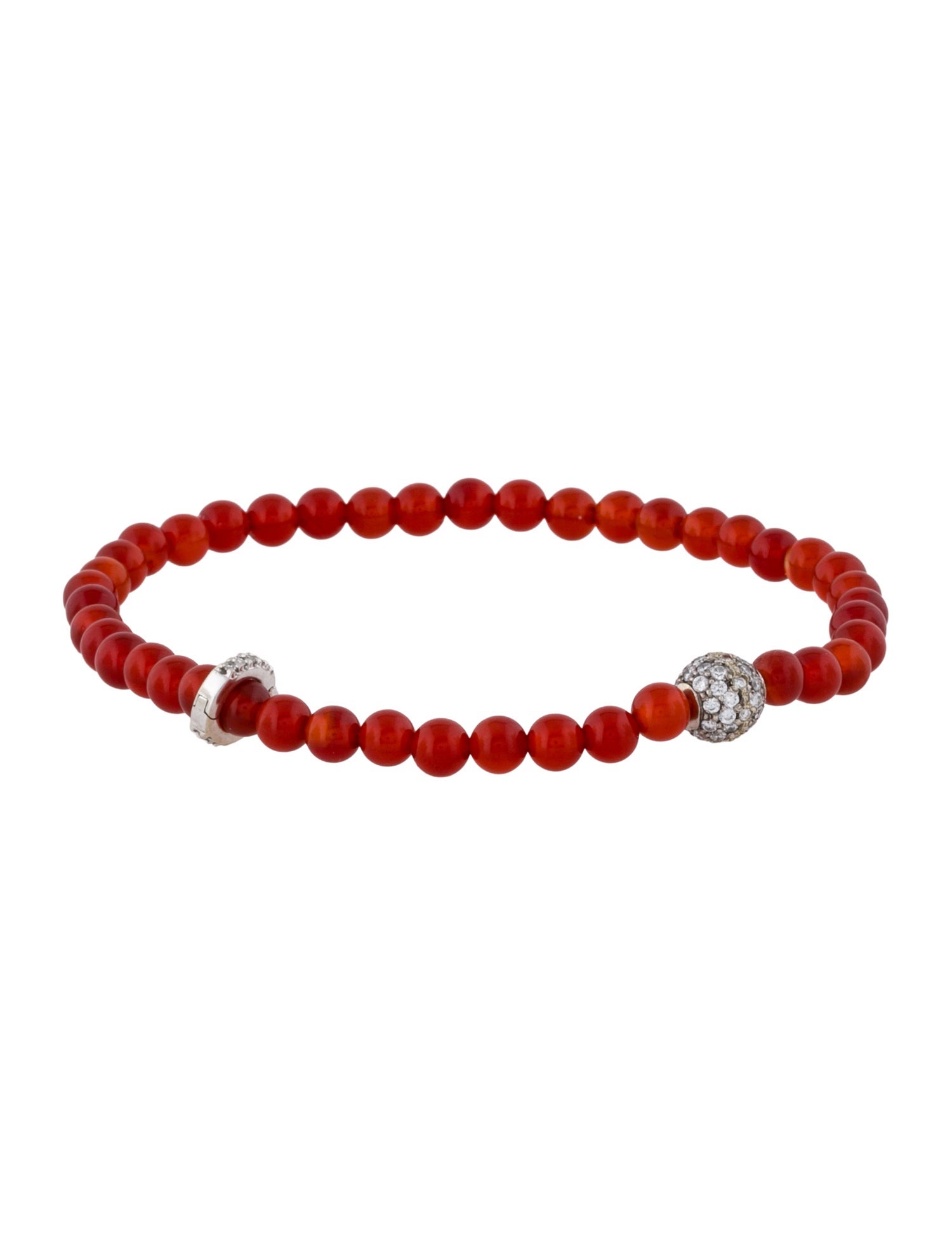 Bracelet 14K Carnelian & Diamond Bead Bracelet