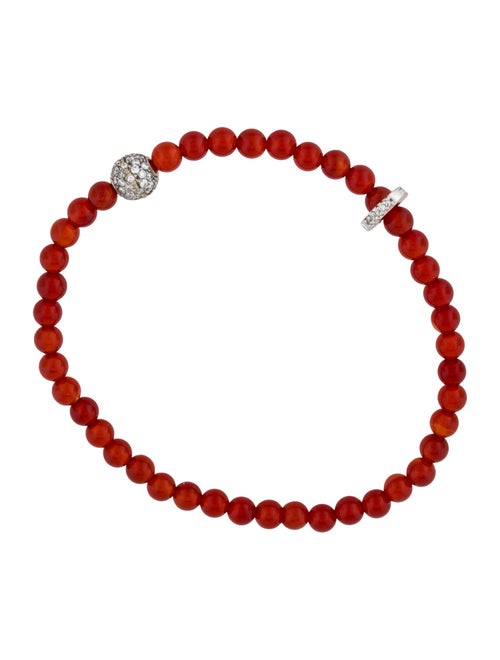 Bracelet 14K Carnelian & Diamond Bead Bracelet