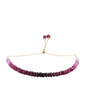 Bracelet 14K Ruby & Sapphire Adjustable Bead Bracelet