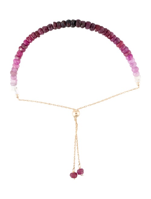 Bracelet 14K Ruby & Sapphire Adjustable Bead Bracelet