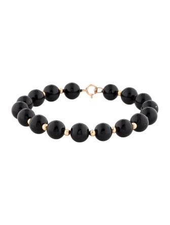 Bracelet 14K Onyx Bead Bracelet