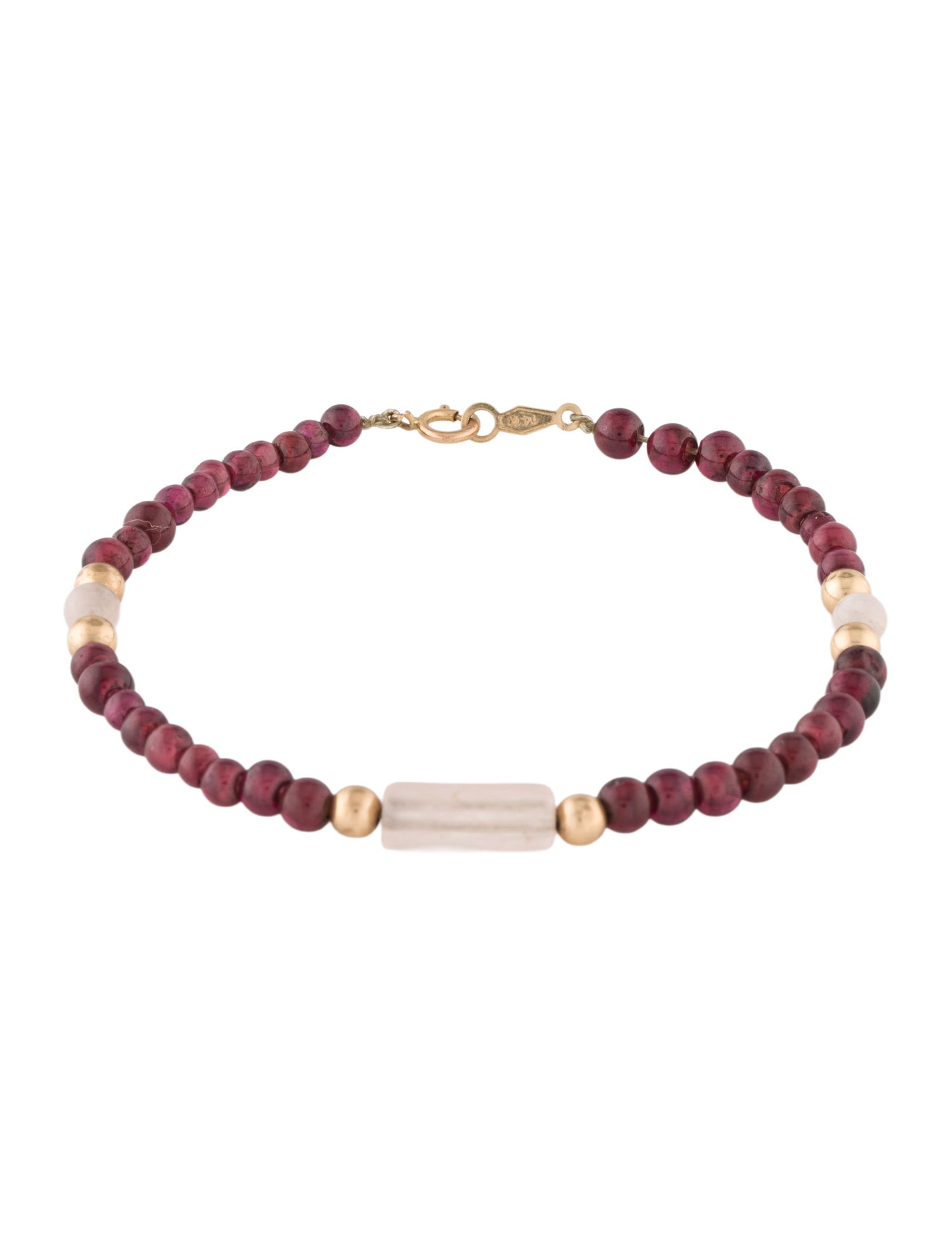 Bracelet 14K Rhodolite & Quartz Bead Bracelet