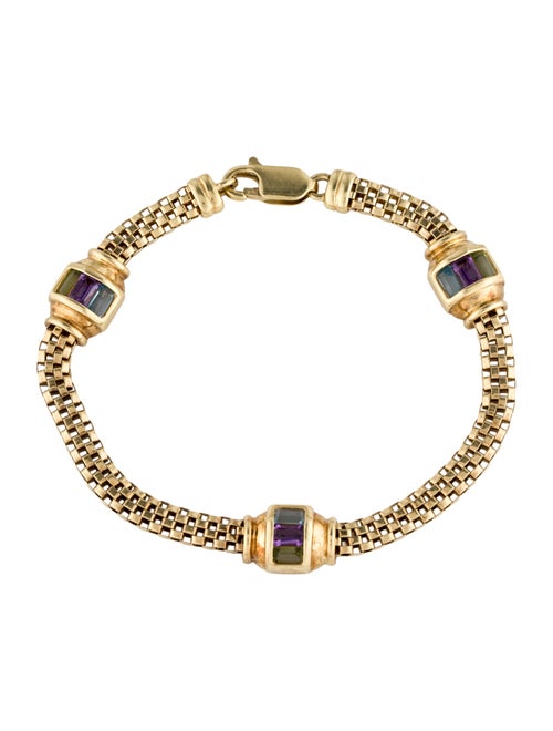 Bracelet 14K Peridot, Amethyst & Topaz Station Bracelet