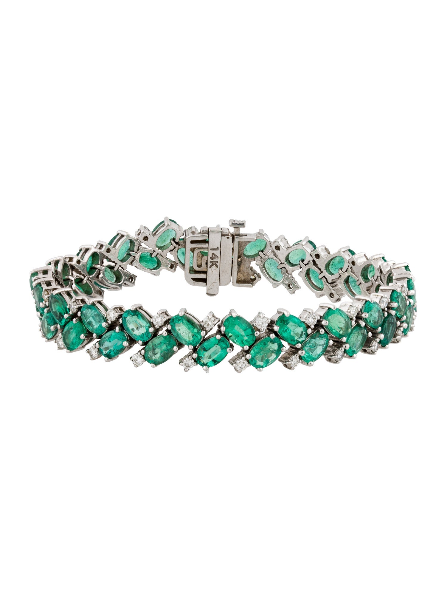 Bracelet 14K 18.86ct Emerald & Diamond Link