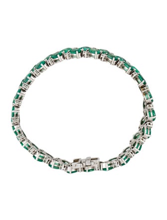 Bracelet 14K 18.86ct Emerald & Diamond Link Bracelet