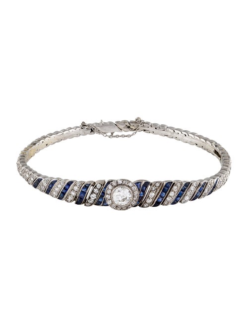 Bracelet Platinum Diamond & Sapphire Link Bracelet