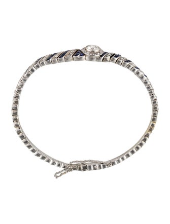 Bracelet Platinum Diamond & Sapphire Link Bracelet