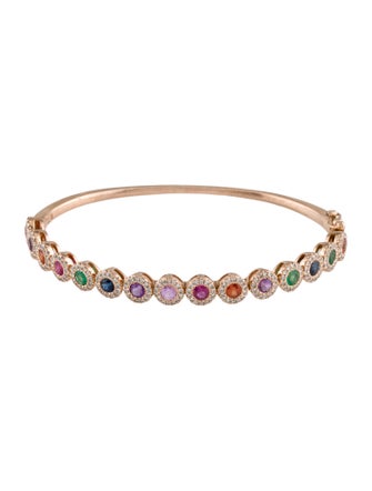 Bracelet 14K Multistone & Diamond Bangle Bracelet