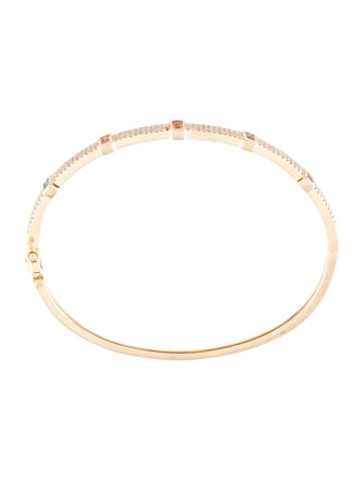 Bracelet 14K Sapphire, Emerald & Diamond Hinged Bangle Bracelet