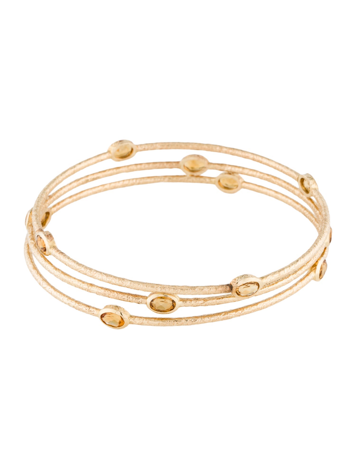 Bracelet 14K 3.90ct Citrine Textured Bangle Set