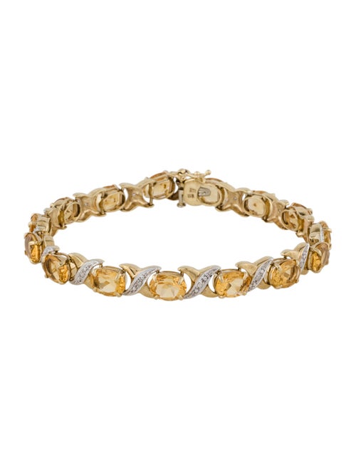 Bracelet 10K Citrine & Diamond Link Bracelet