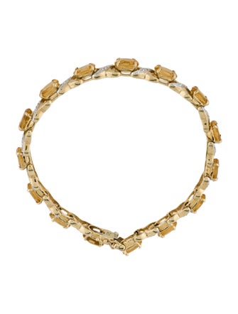 Bracelet 10K Citrine & Diamond Link Bracelet