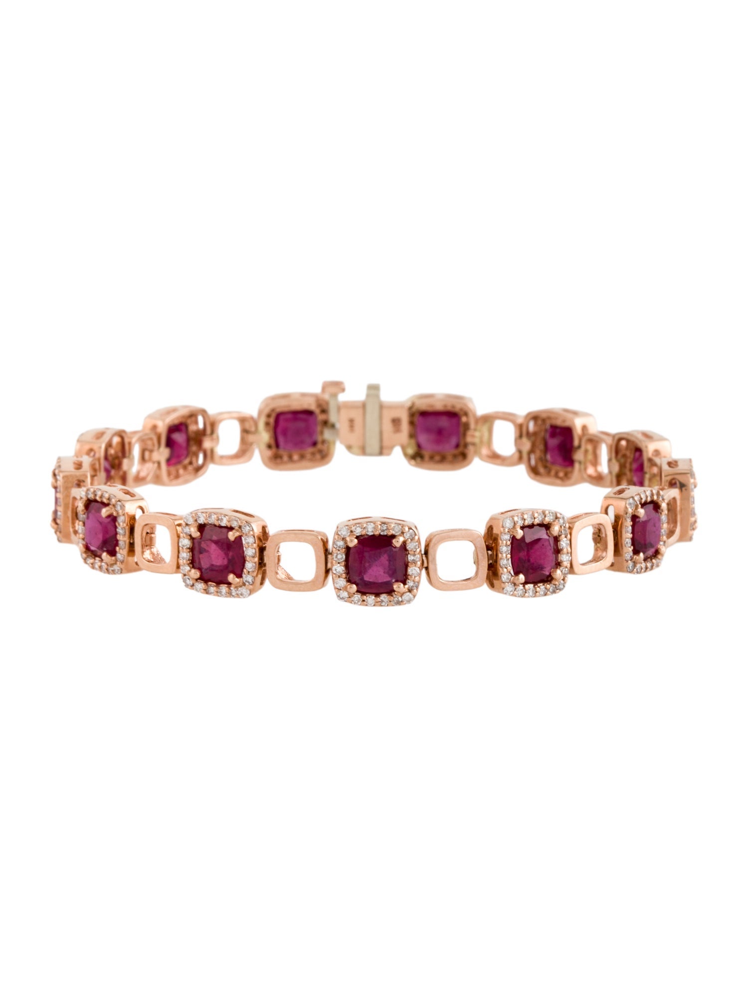 Effy Jewelry 14K Glass-Filled Ruby & Diamond Link Bracelet