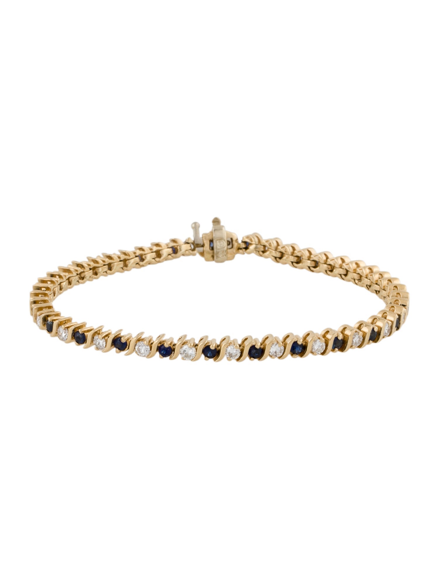Bracelet 14K Diamond & Sapphire Link