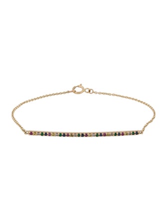 Bracelet 14K Multicolor Sapphire & Emerald Link Bracelet
