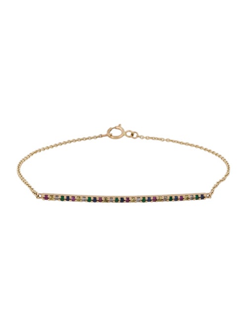 Bracelet 14K Multicolor Sapphire & Emerald Link Bracelet