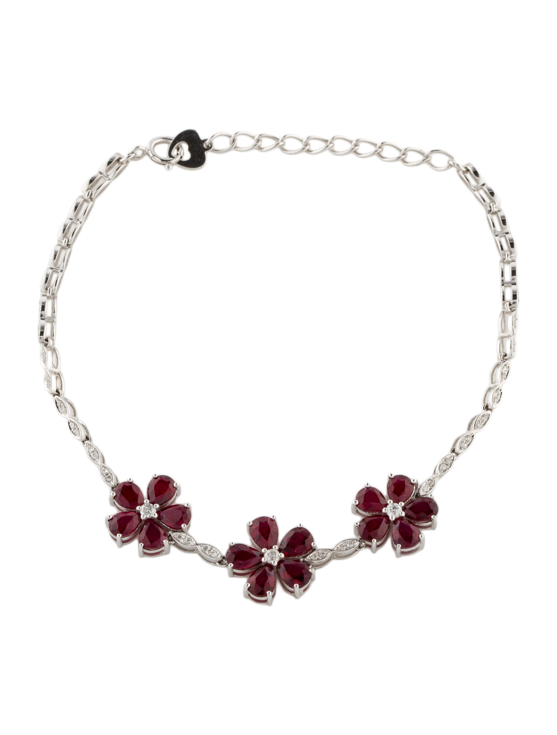 Bracelet 18K 1.20ctw Ruby & Diamond Flower Station