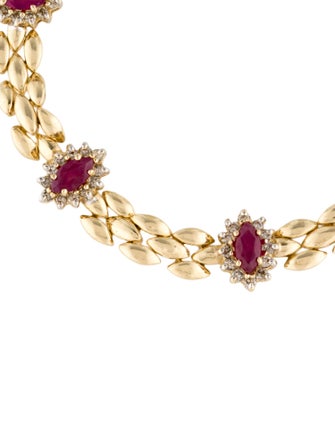 Bracelet 14K 1.53ctw Ruby & Diamond Station Link Bracelet