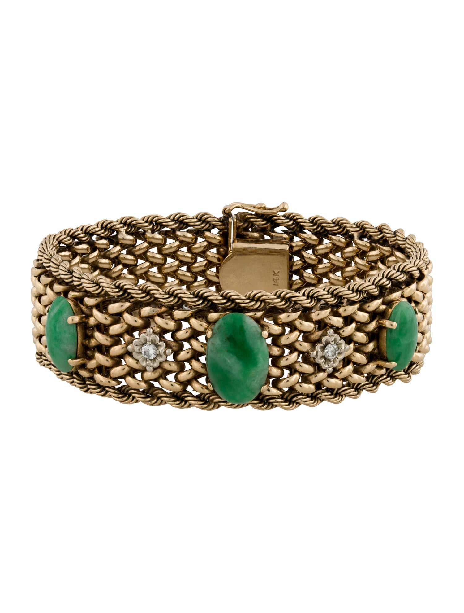 Bracelet 14K Dyed Jadeite & Diamond Link
