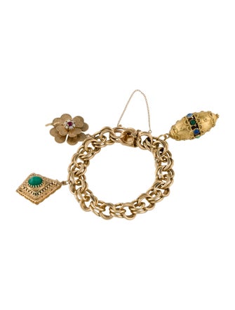 Bracelet 14K Cultured Pearl & Multistone Charm Bracelet