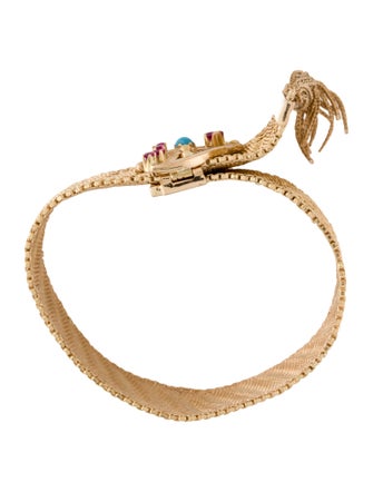 Bracelet 18K Synthetic Ruby and Glass Wide Mesh Link Bracelet