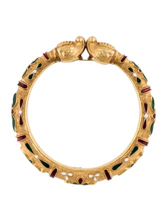 Bracelet 22K Enamel Elephant Head Bangle
