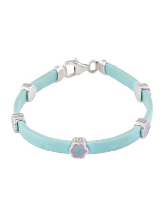 Bracelet 14K Enamel & Rubber Flower Station Bracelet