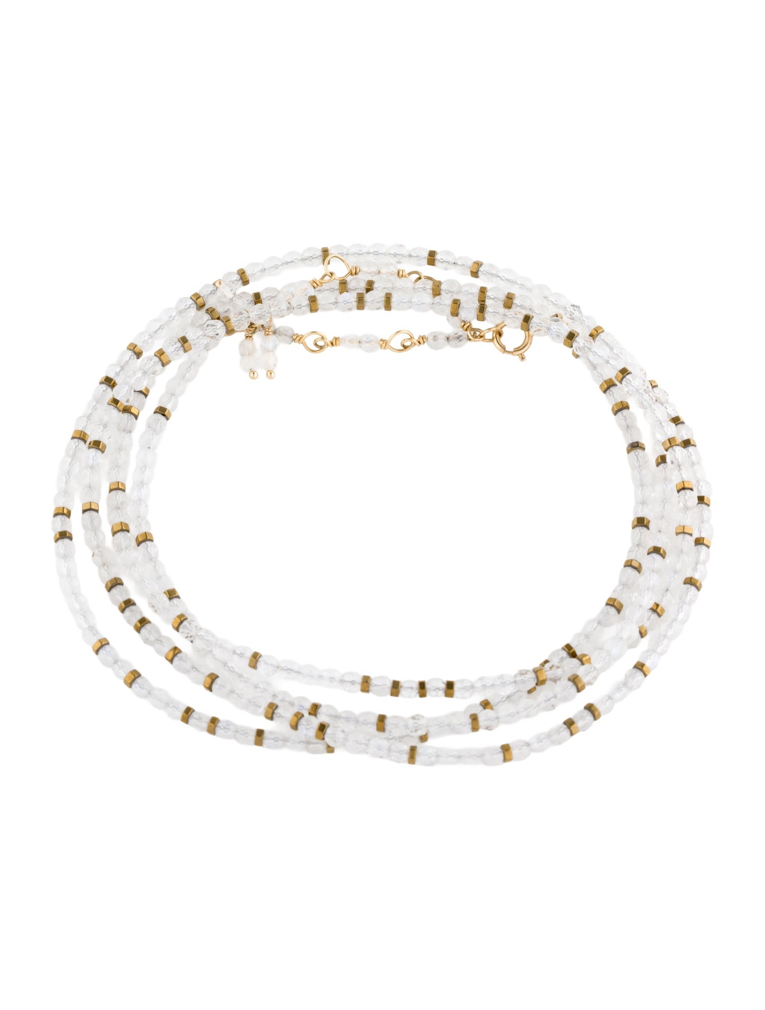 Bracelet 18K Moonstone Labradorite Bead Strand Wrap