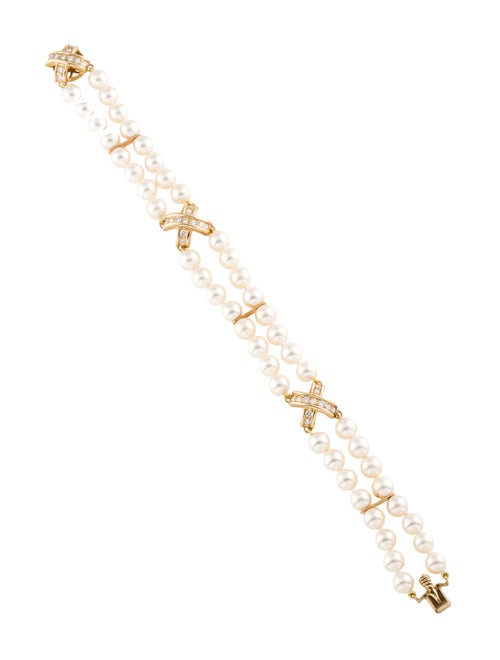 Bracelet 14K Pearl & Diamond Double Strand Beaded Bracelet