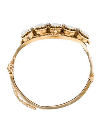 Bracelet 14K 1.62ctw Opal and Diamond Hinged Bangle Bracelet