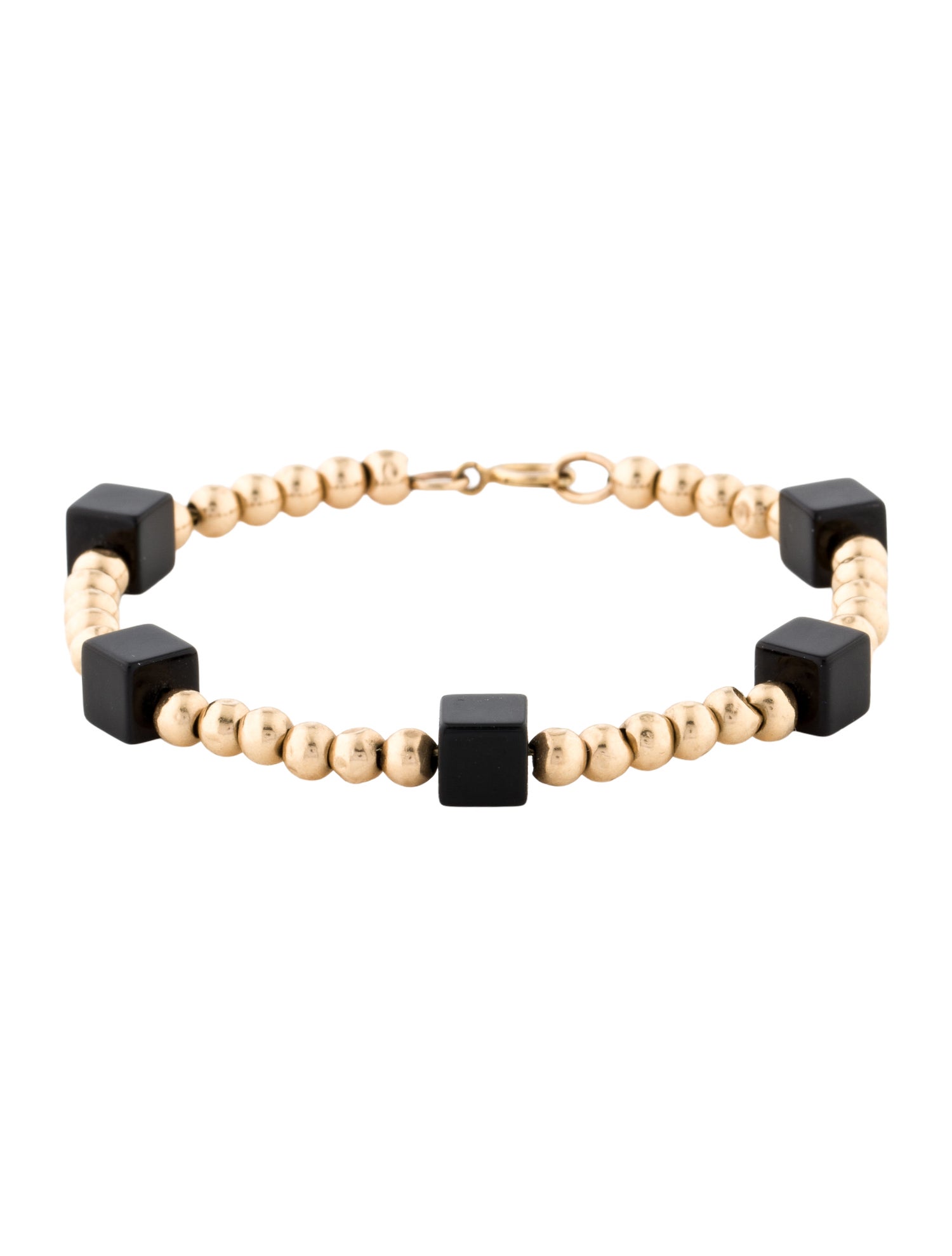 Bracelet 14K Onyx 5 Station Bead