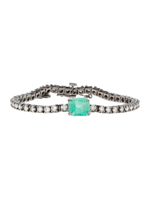 Bracelet 14K 3.88ct Emerald & Diamond Link Bracelet