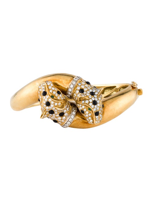 Bracelet 18K Emerald, Diamond, & Enamel Cheetah Bangle Bracelet