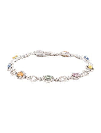 Bracelet 18K 2.70ctw Sapphire & Diamond Link Bracelet