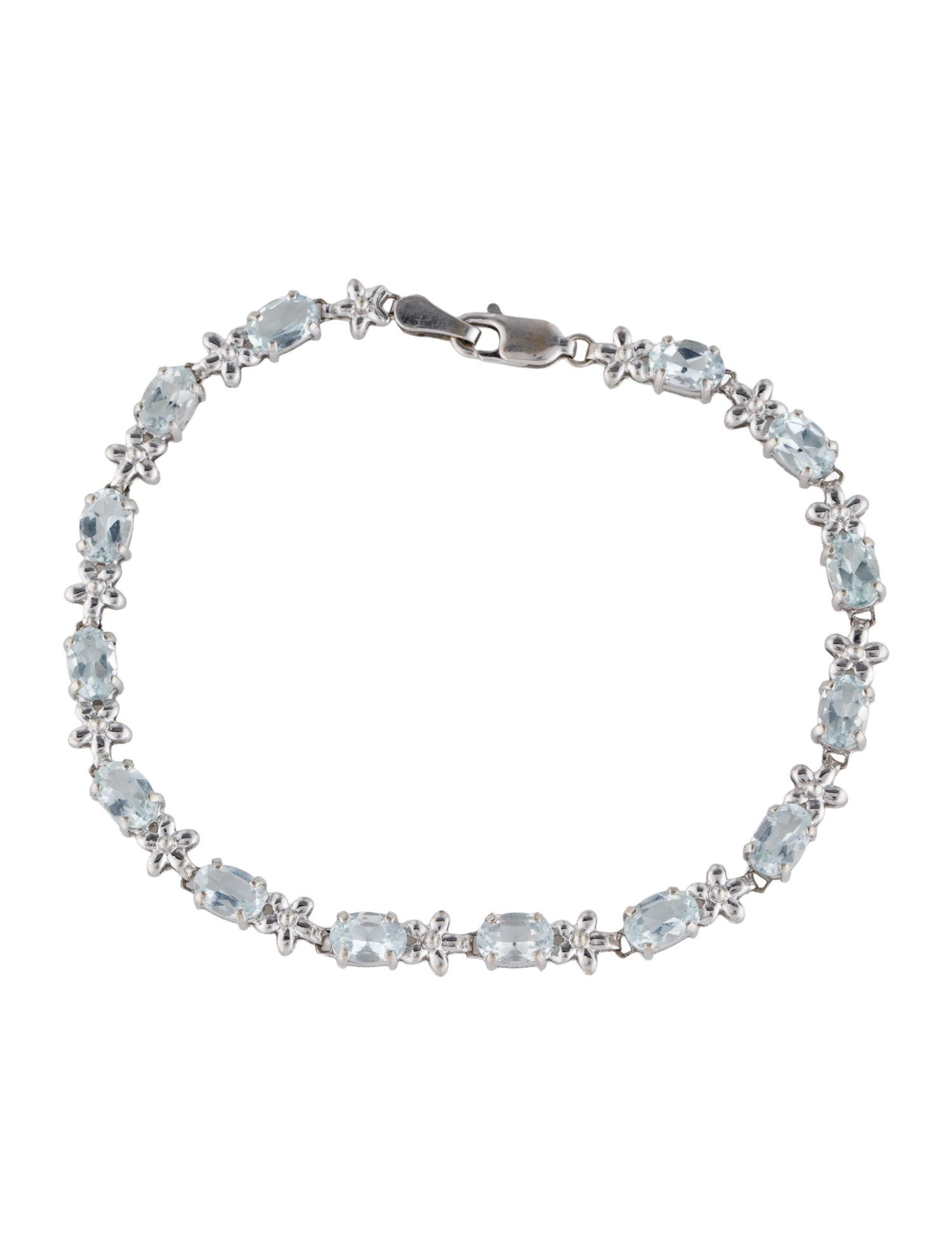 Bracelet 10K Aquamarine Station Link