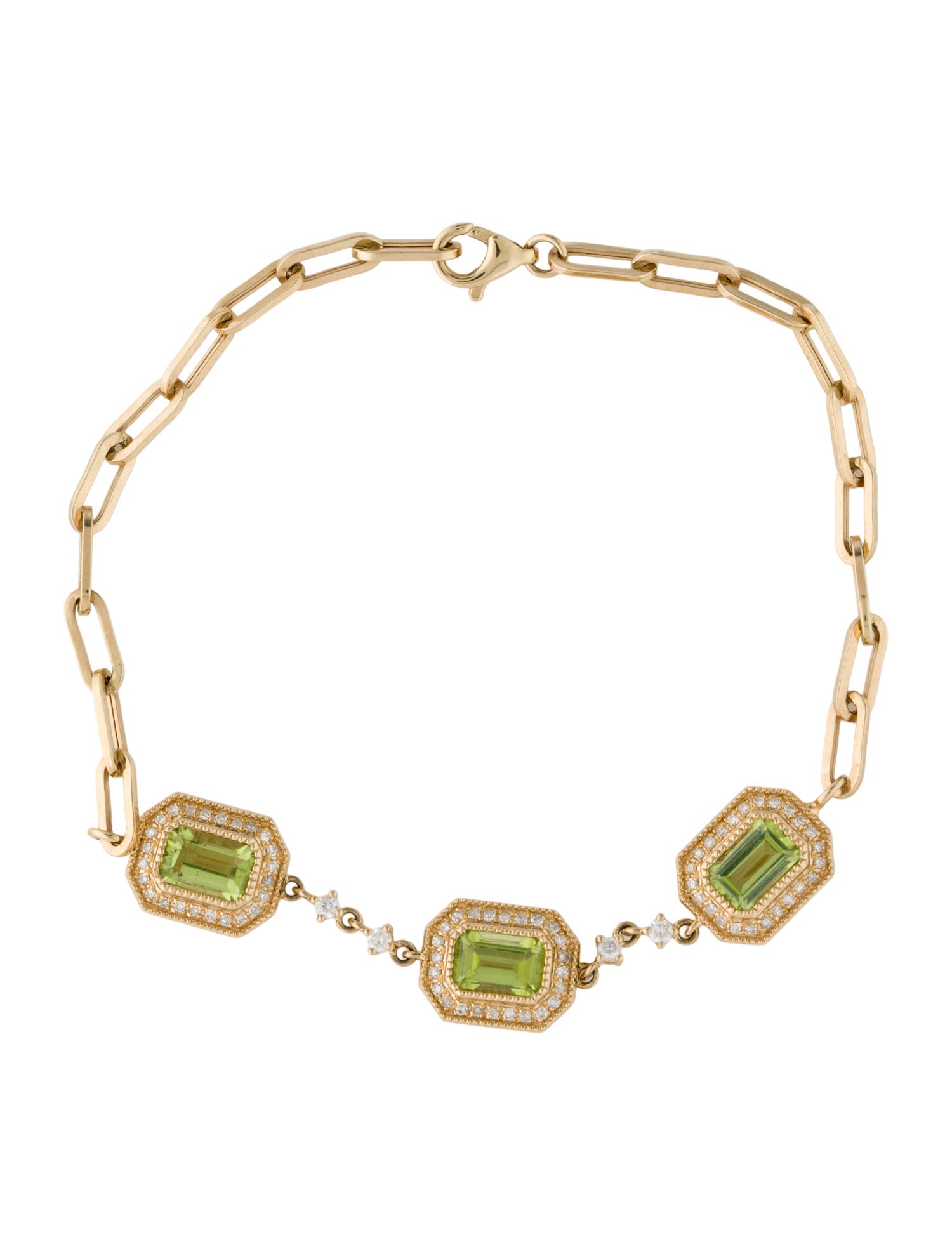 Bracelet 14K 1.85ctw Peridot & Diamond Link Bracelet