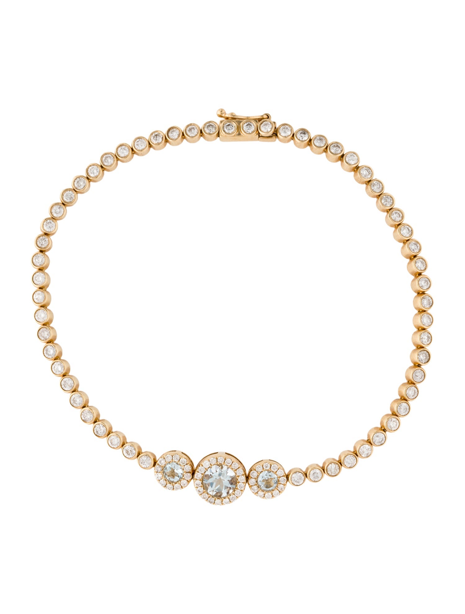 Bracelet 14K Aquamarine & Diamond Link Bracelet