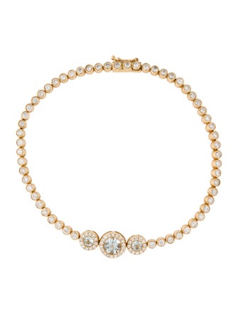 Bracelet 14K Aquamarine & Diamond Link Bracelet