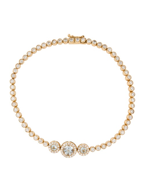 Bracelet 14K Aquamarine & Diamond Link Bracelet