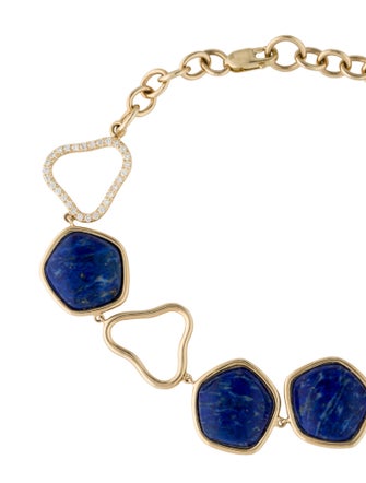 Bracelet 14K Lapis Lazuli & Diamond Link Bracelet