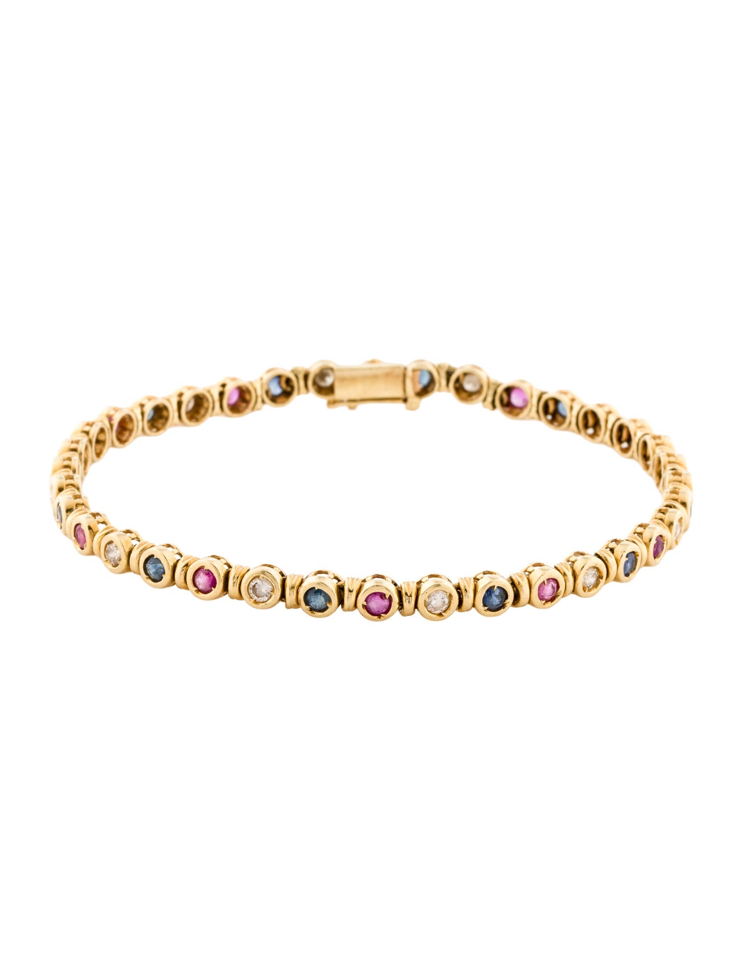 Bracelet 18K Ruby, Sapphire & Diamond Link
