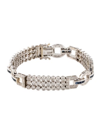 Bracelet 18K 2.60ctw Diamond & Sapphire Art Deco Link Bracelet