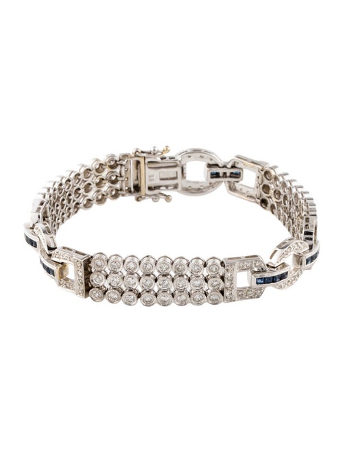 Bracelet 18K 2.60ctw Diamond & Sapphire Art Deco Link Bracelet