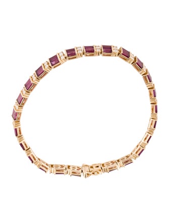 Bracelet 14K Rhodolite & Diamond Link Bracelet