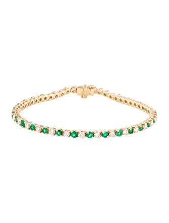 Bracelet 14K 2.10ctw Diamond & Emerald Link Bracelet